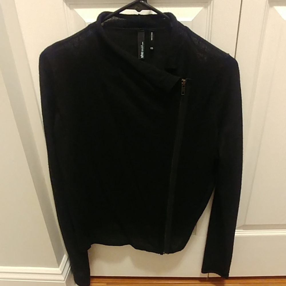 Off center zipper cardigan